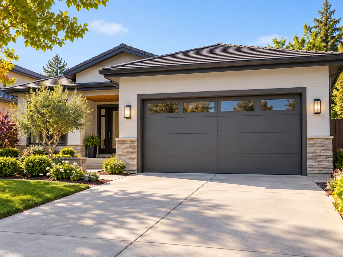 Contemporary garage door at a Sunnyvale home